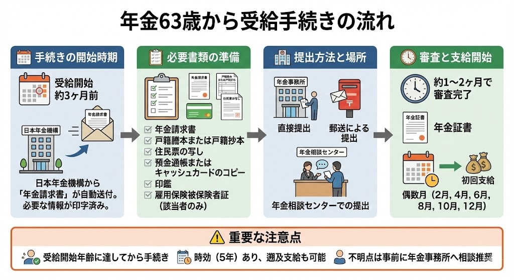 63歳から受給手続きの流れ