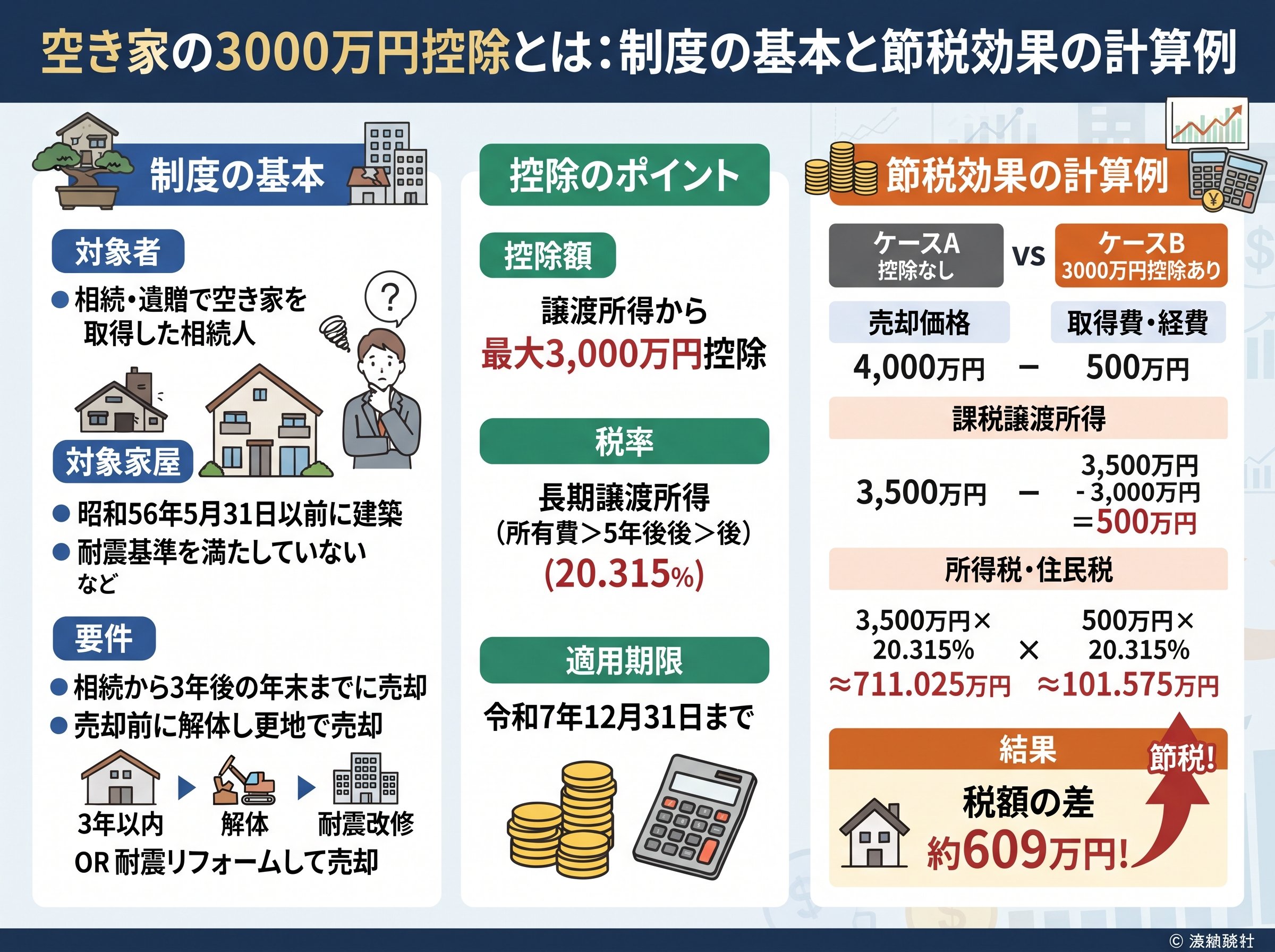 空き家の3000万円控除とは:制度の基本と節税効果の計算例