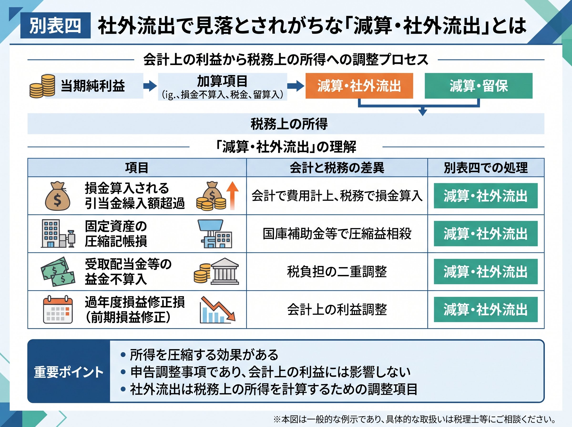 別表四 社外流出で見落とされがちな「減算・社外流出」とは