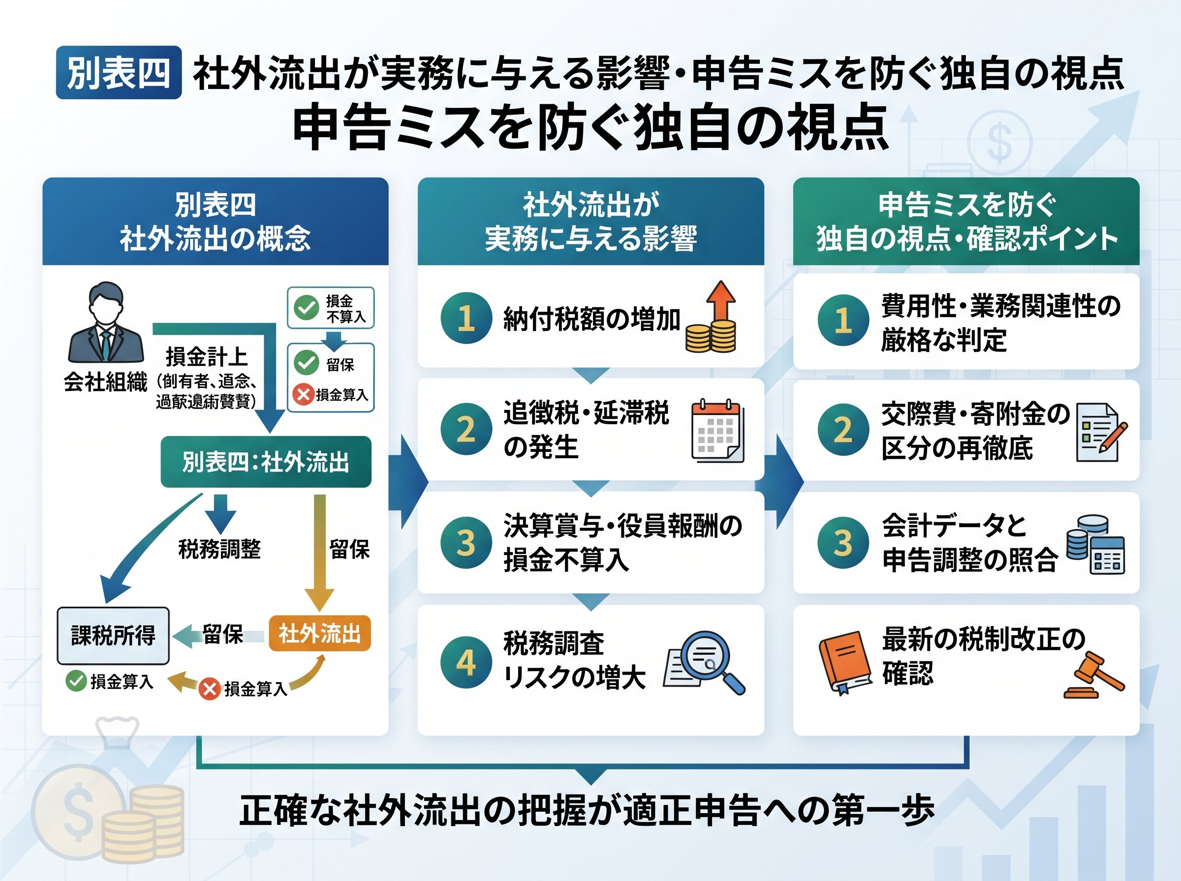 別表四 社外流出が実務に与える影響・申告ミスを防ぐ独自の視点