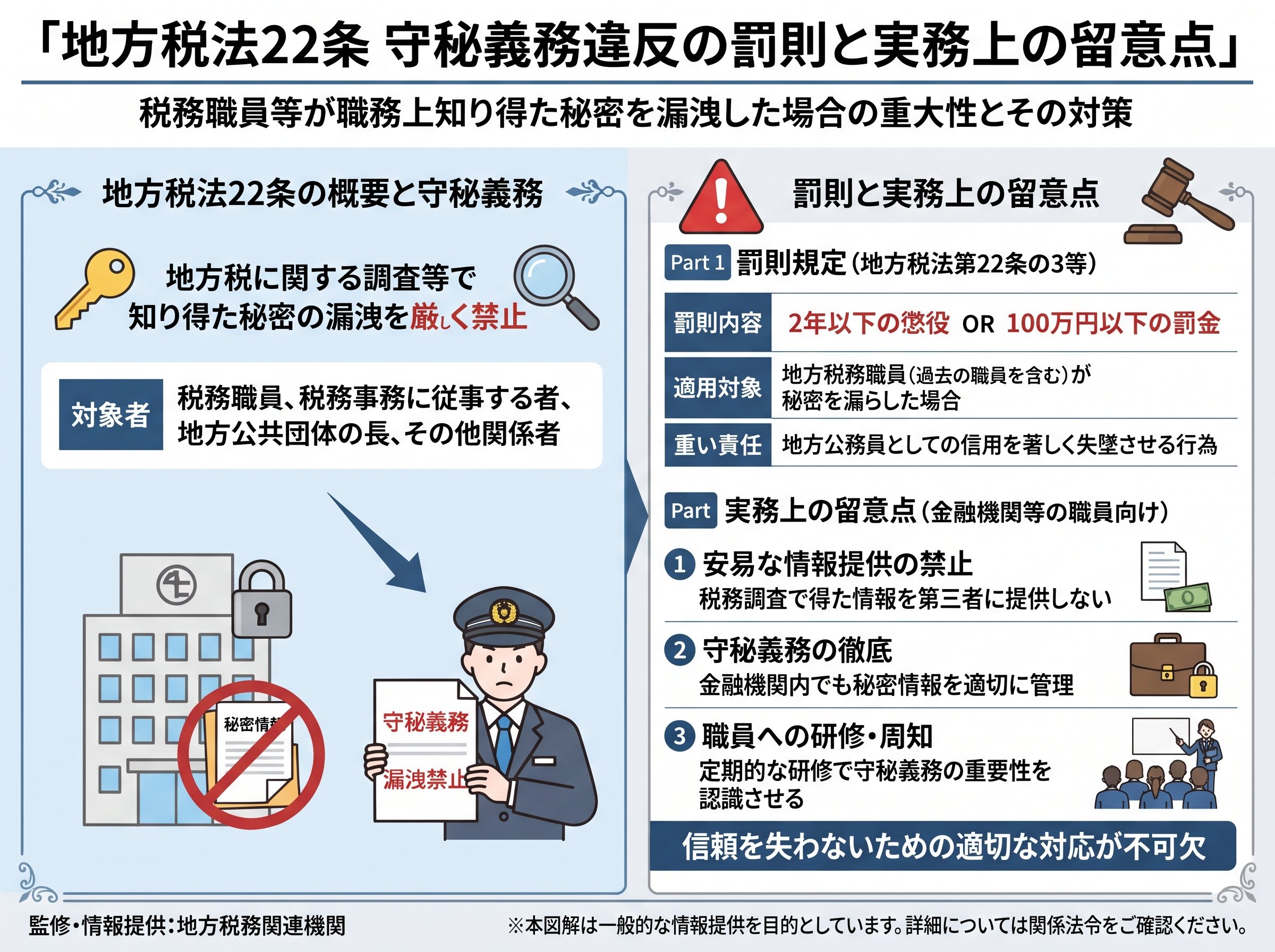 地方税法22条守秘義務違反の罰則と実務上の留意点