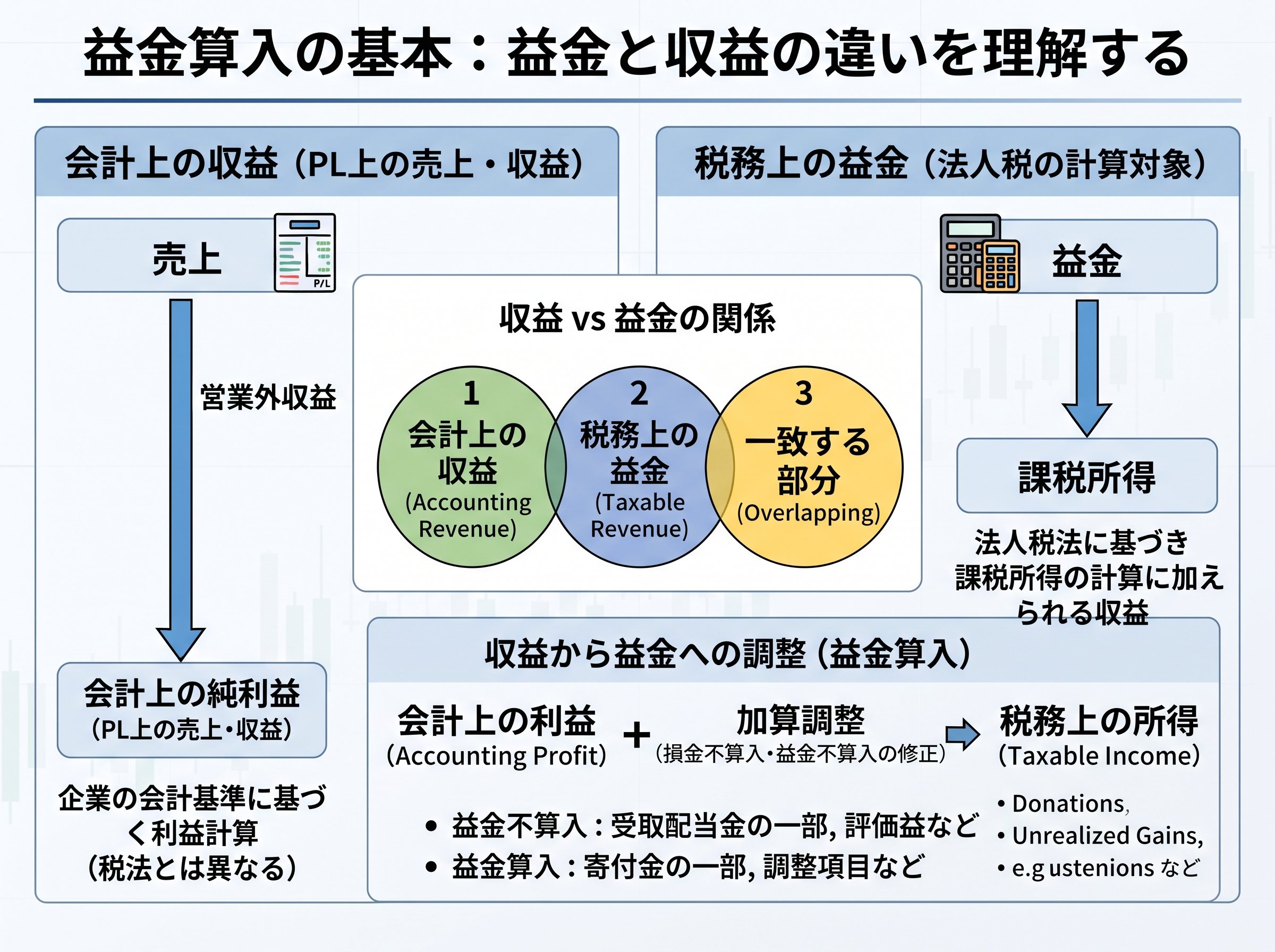 益金算入の基本：益金と収益の違いを理解する