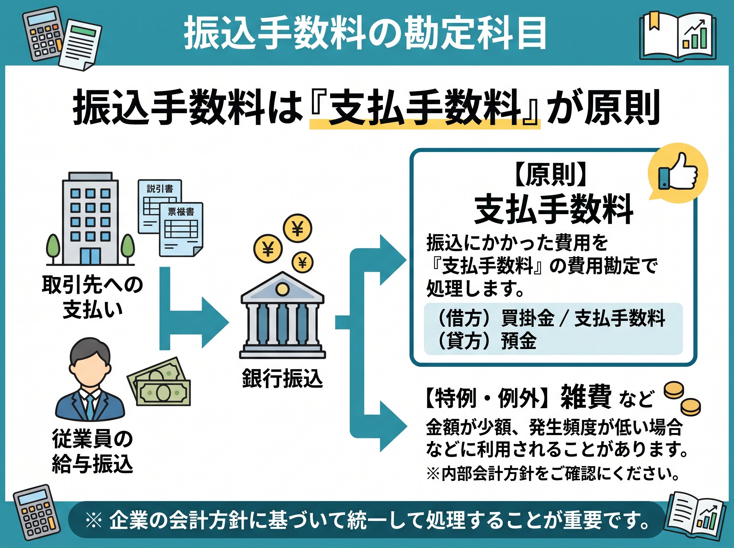 振込手数料の勘定科目は支払手数料が原則