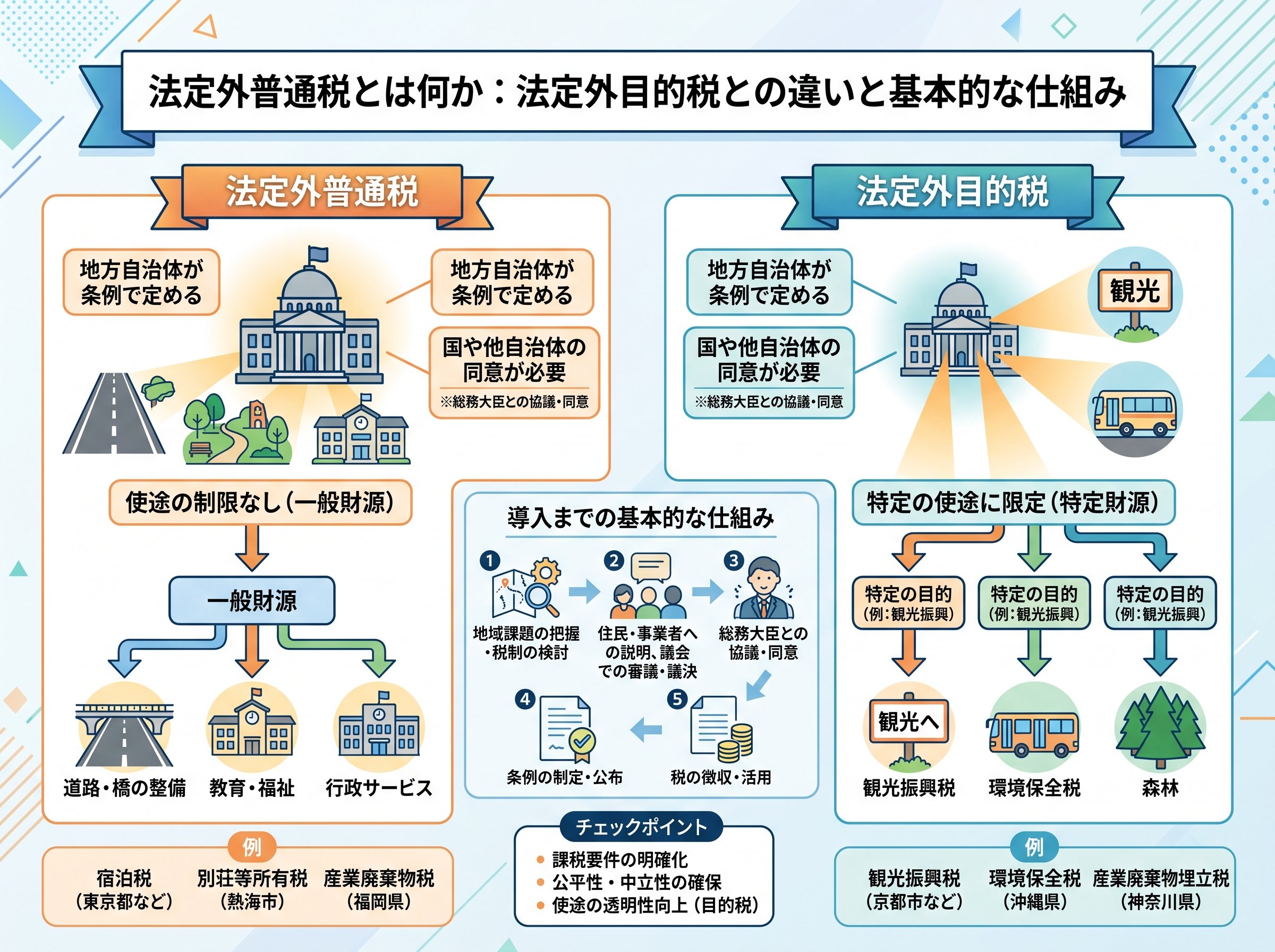 法定外普通税とは何か：法定外目的税との違いと基本的な仕組み