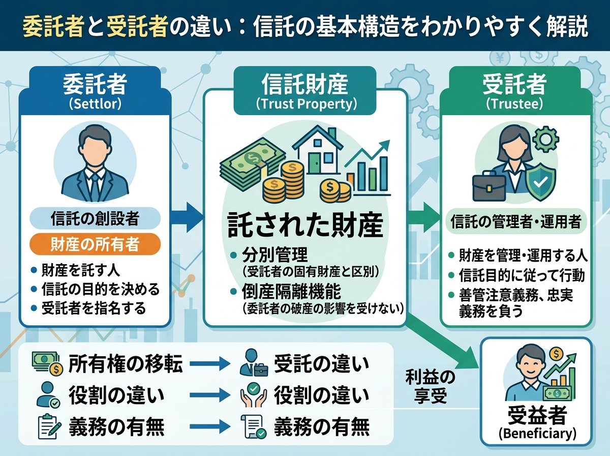 委託者と受託者の違い:信託の基本構造をわかりやすく解説