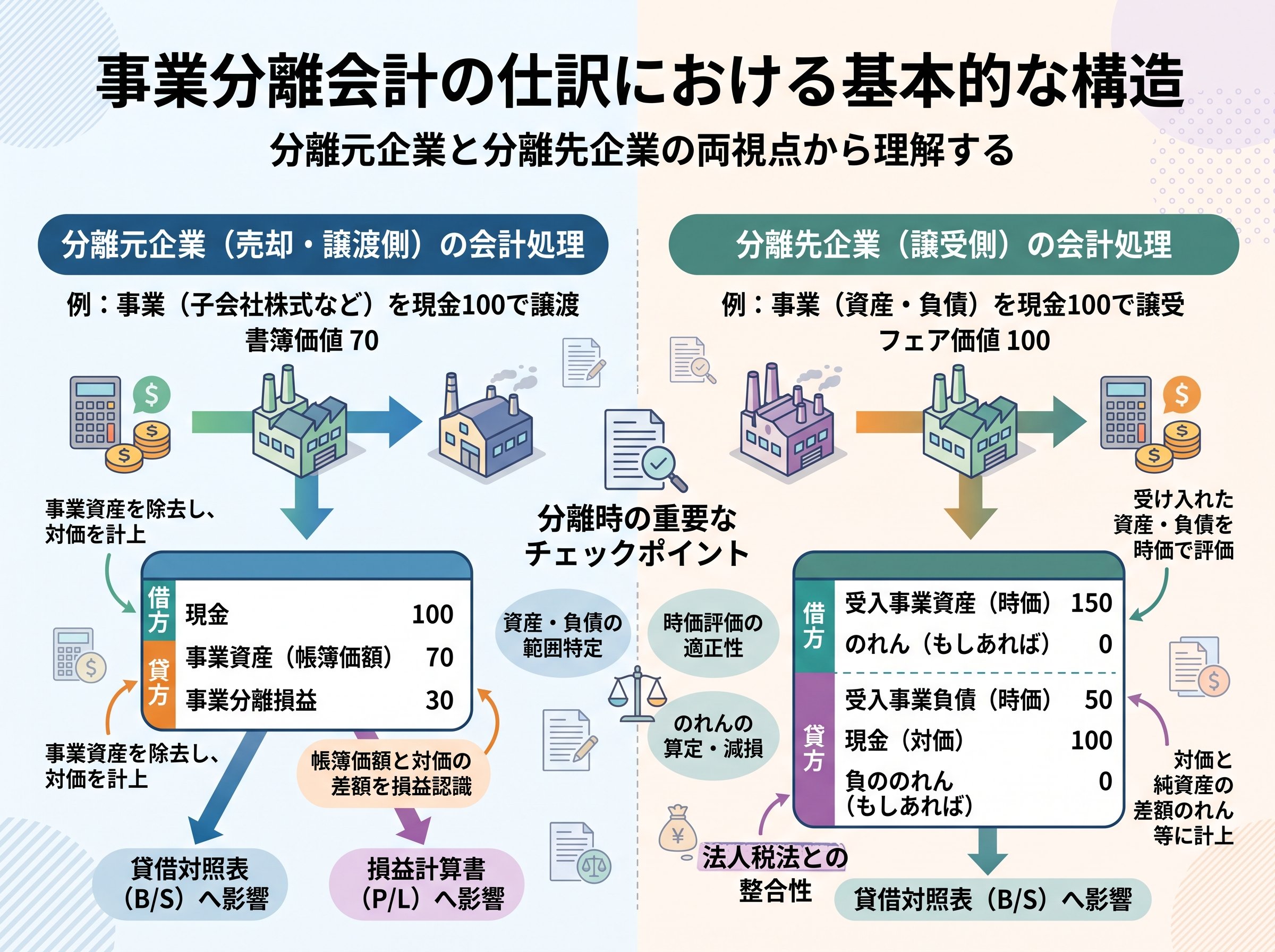 事業分離会計の仕訳における基本的な構造を理解する