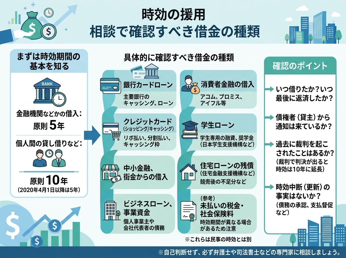 時効の援用 相談で確認すべき借金の種類