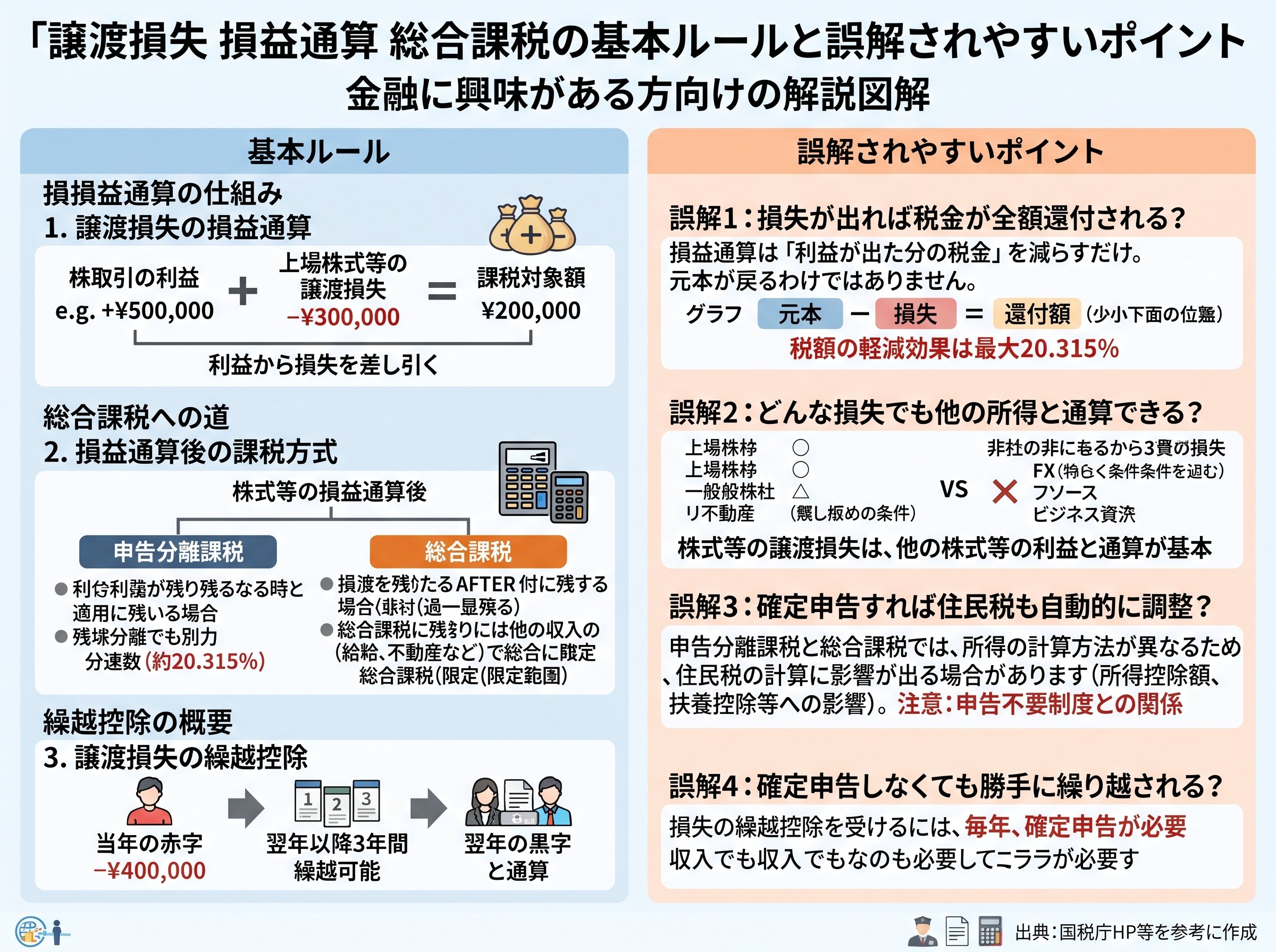 譲渡損失 損益通算 総合課税の基本ルールと誤解されやすいポイント