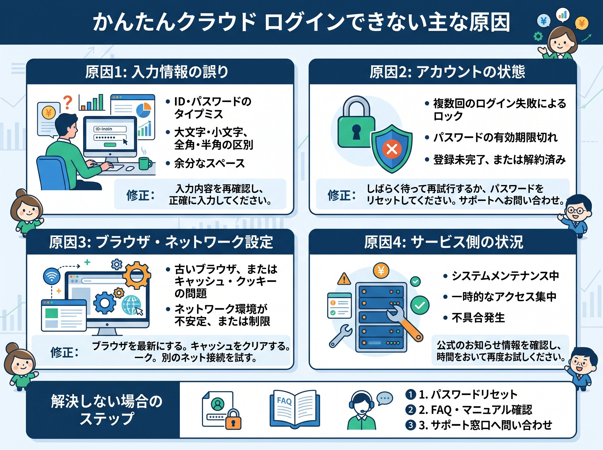 かんたんクラウド ログインできない主な原因