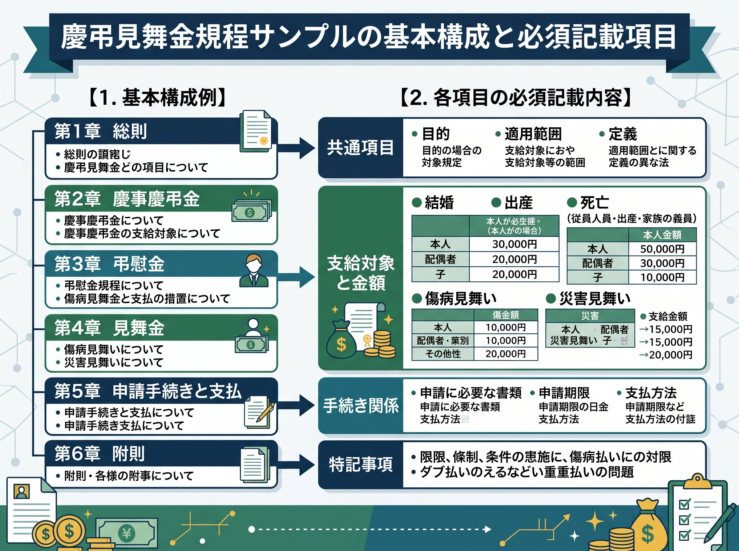 慶弔見舞金規程サンプルの基本構成と必須記載項目