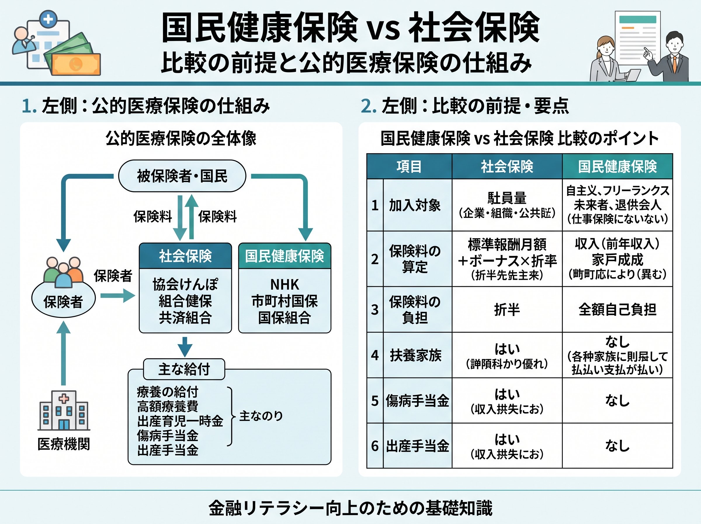 国民健康保険 社会保険 比較の前提と公的医療保険の仕組み