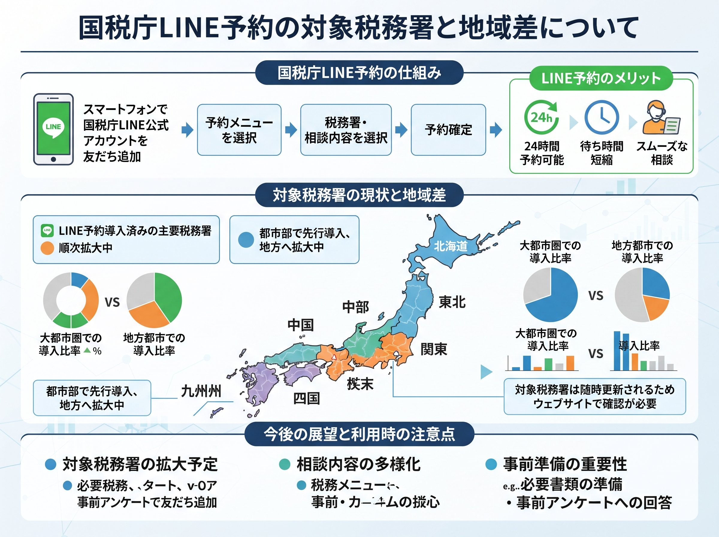 国税庁LINE予約の対象税務署と地域差