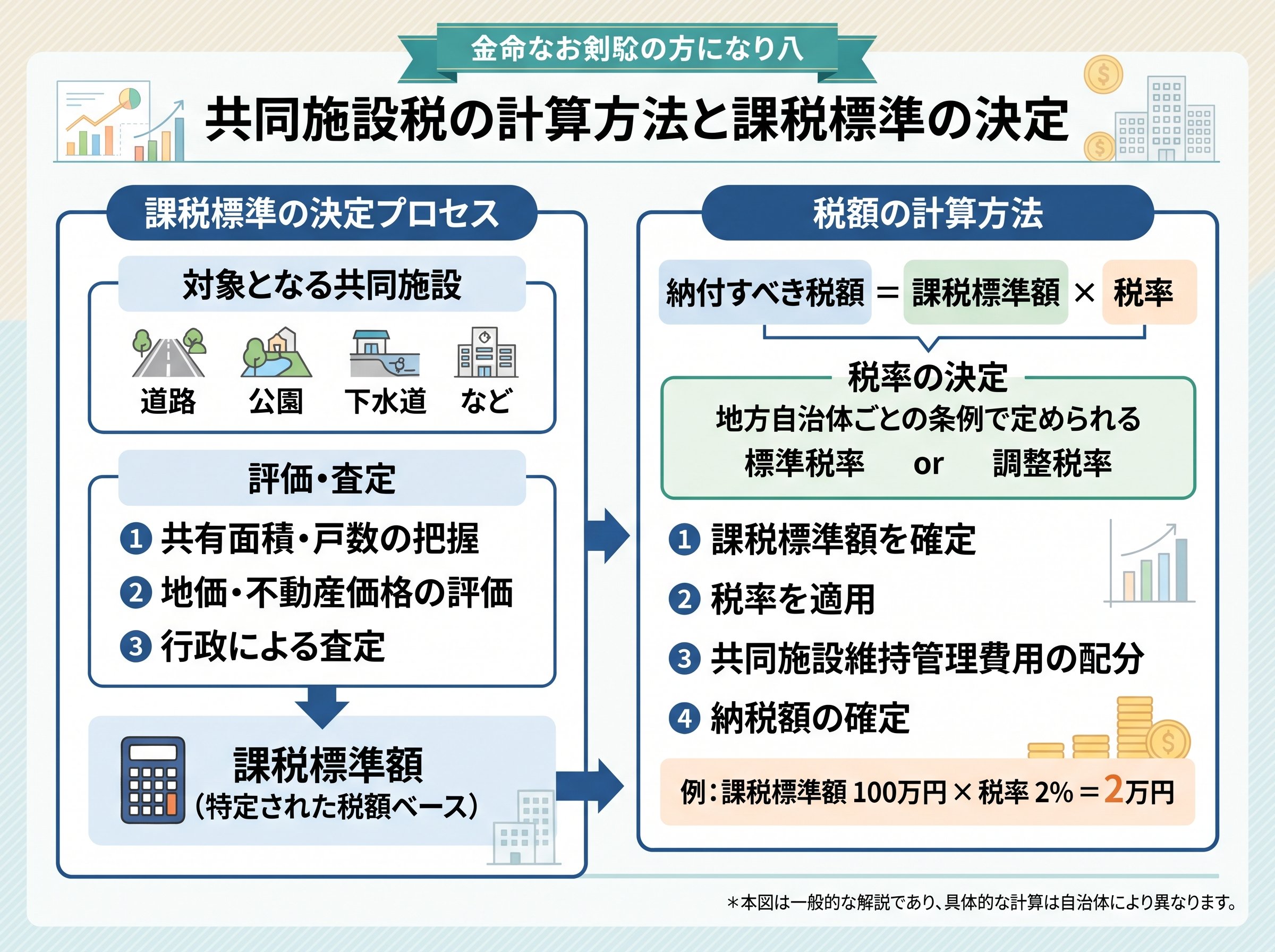 共同施設税の計算方法と課税標準の決定