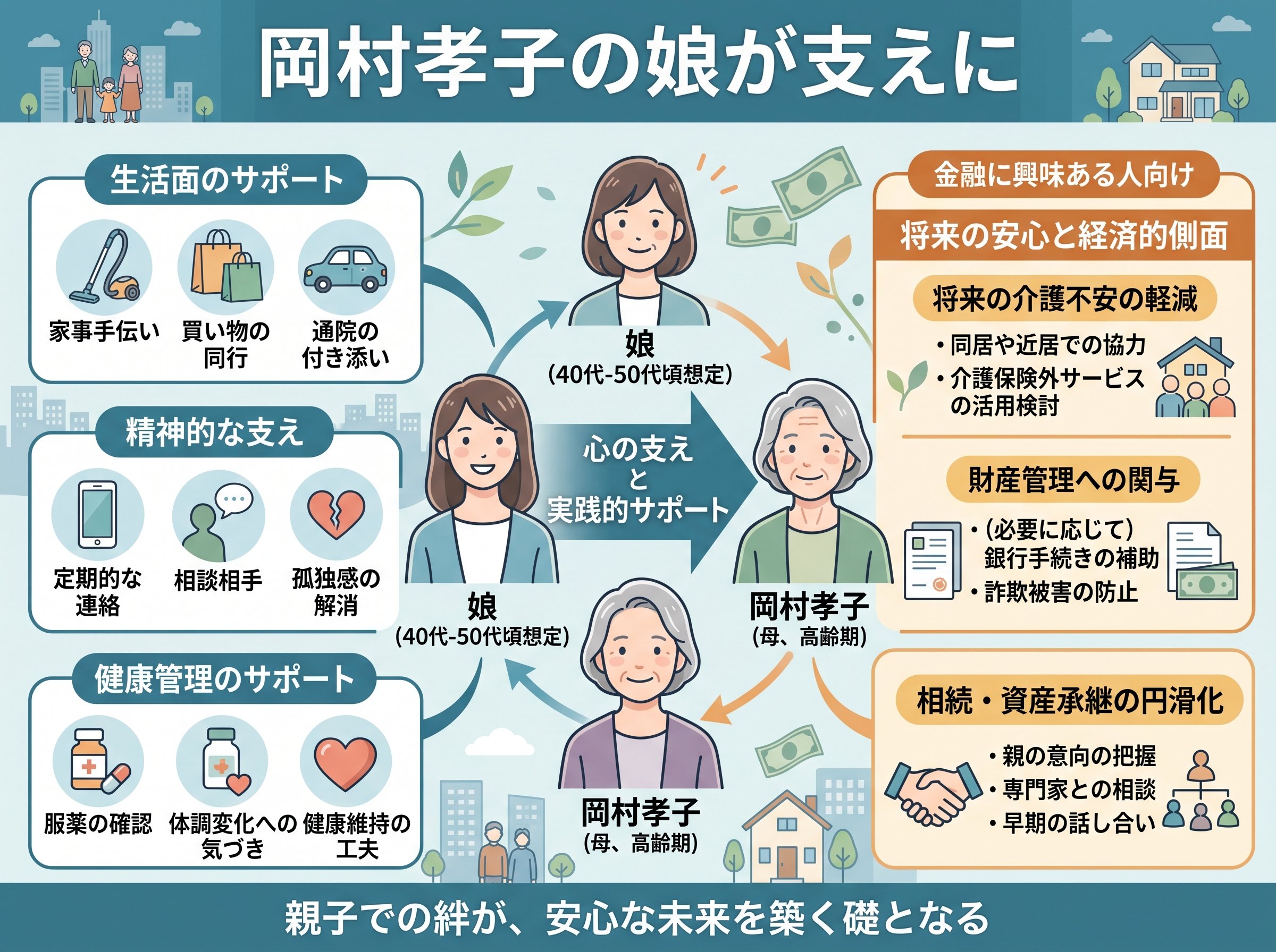 岡村 孝子の娘が支えに