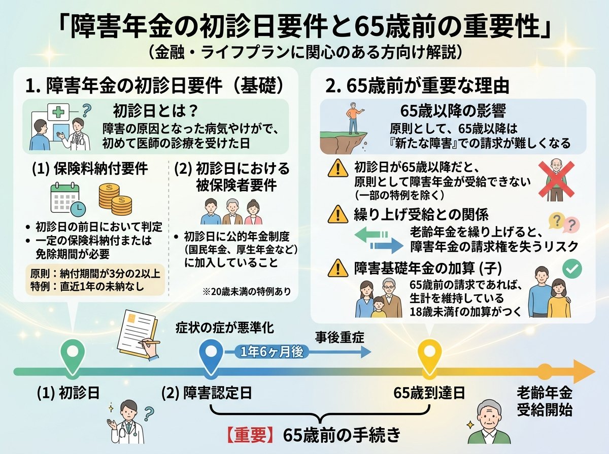 障害年金の初診日要件と65歳前の重要性