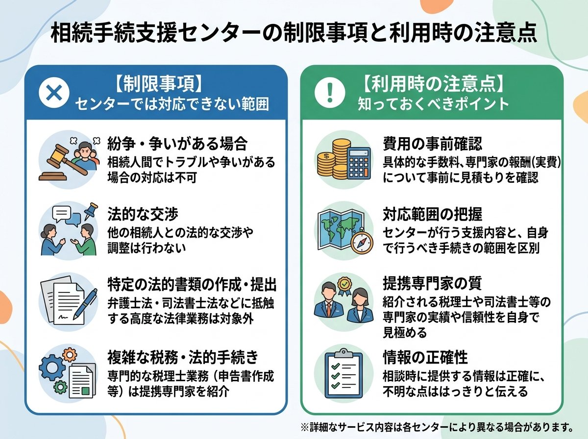 相続手続支援センターの制限事項と利用時の注意点