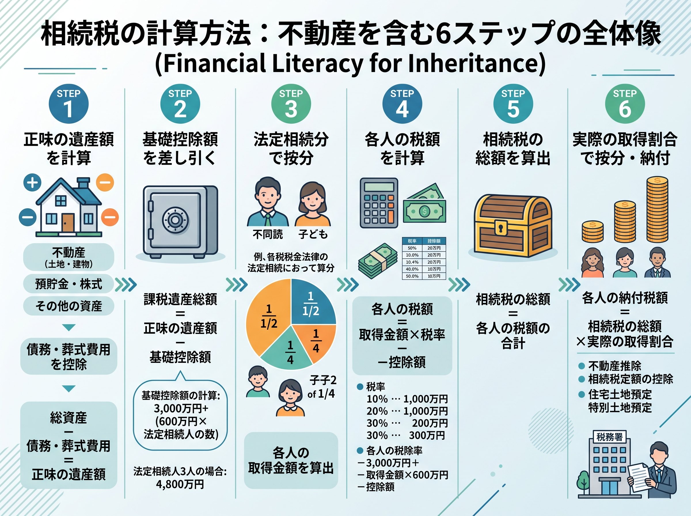 相続税の計算方法：不動産を含む6ステップの全体像