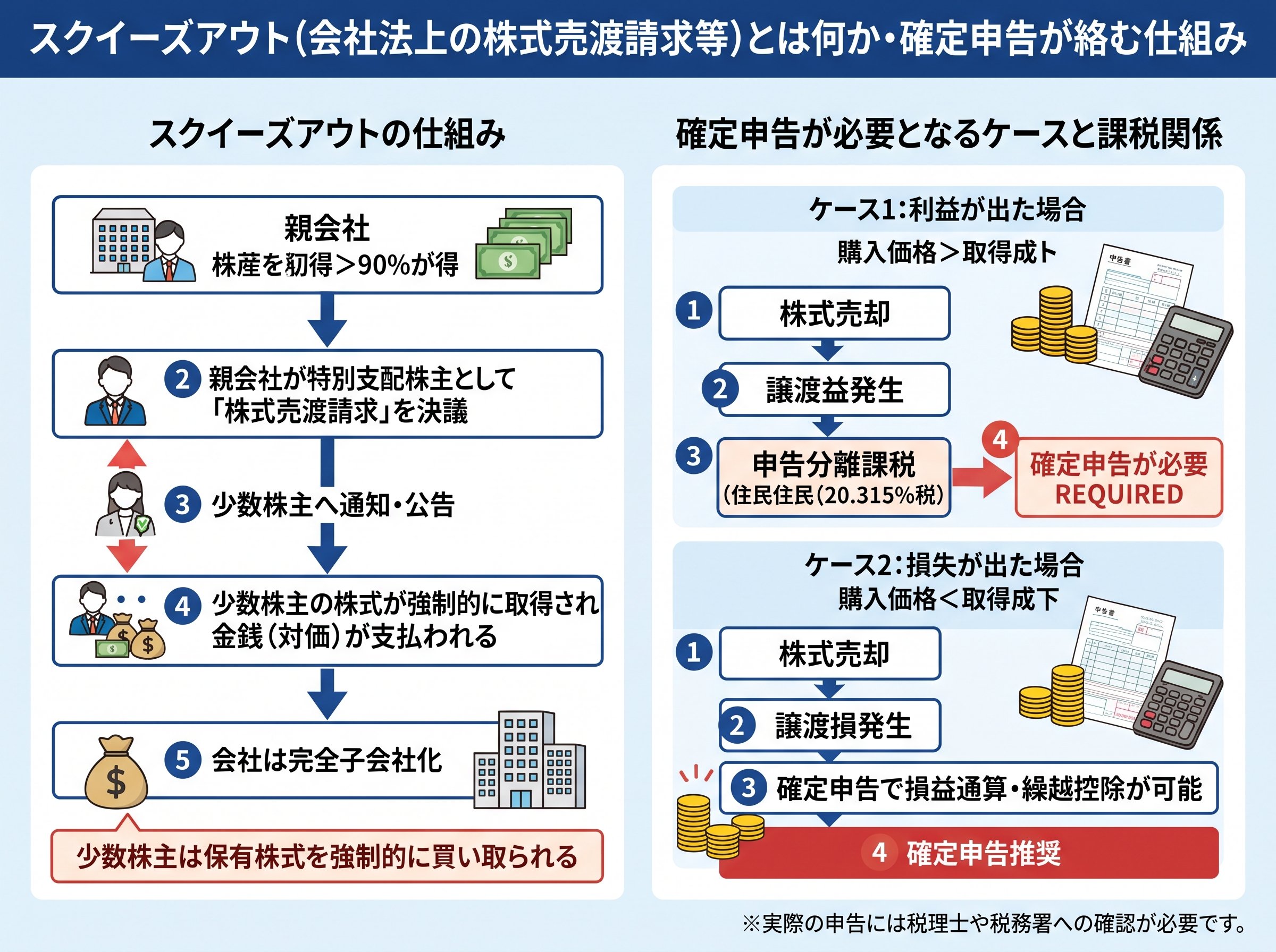 スクイーズアウトとは何か・確定申告が絡む仕組み
