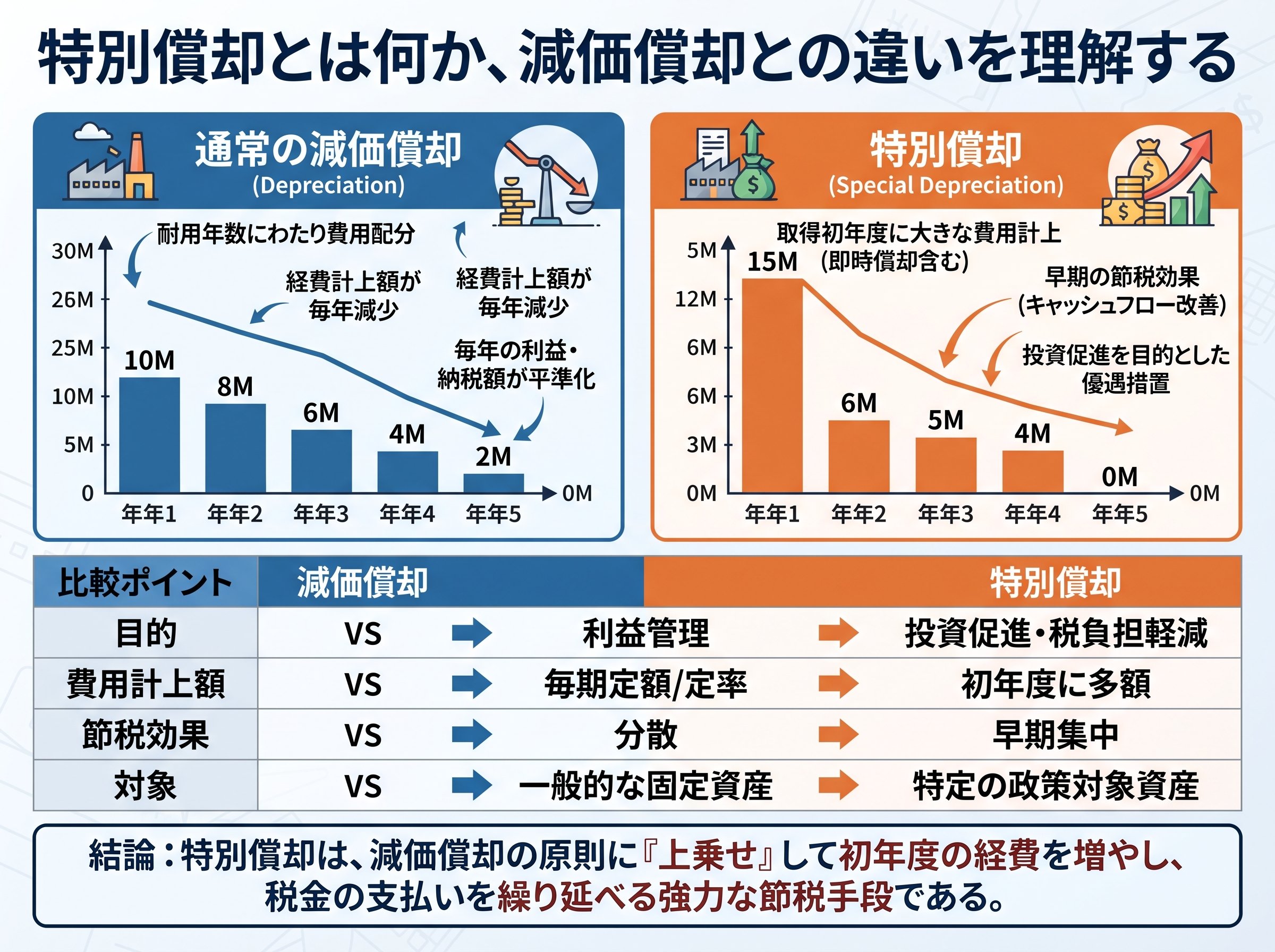 特別償却とは何か、減価償却との違いを理解する