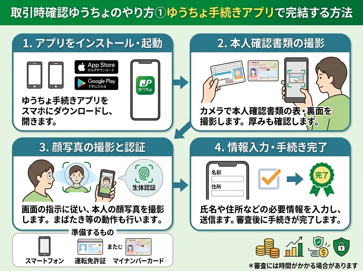 取引時確認ゆうちょのやり方①ゆうちょ手続きアプリで完結する方法
