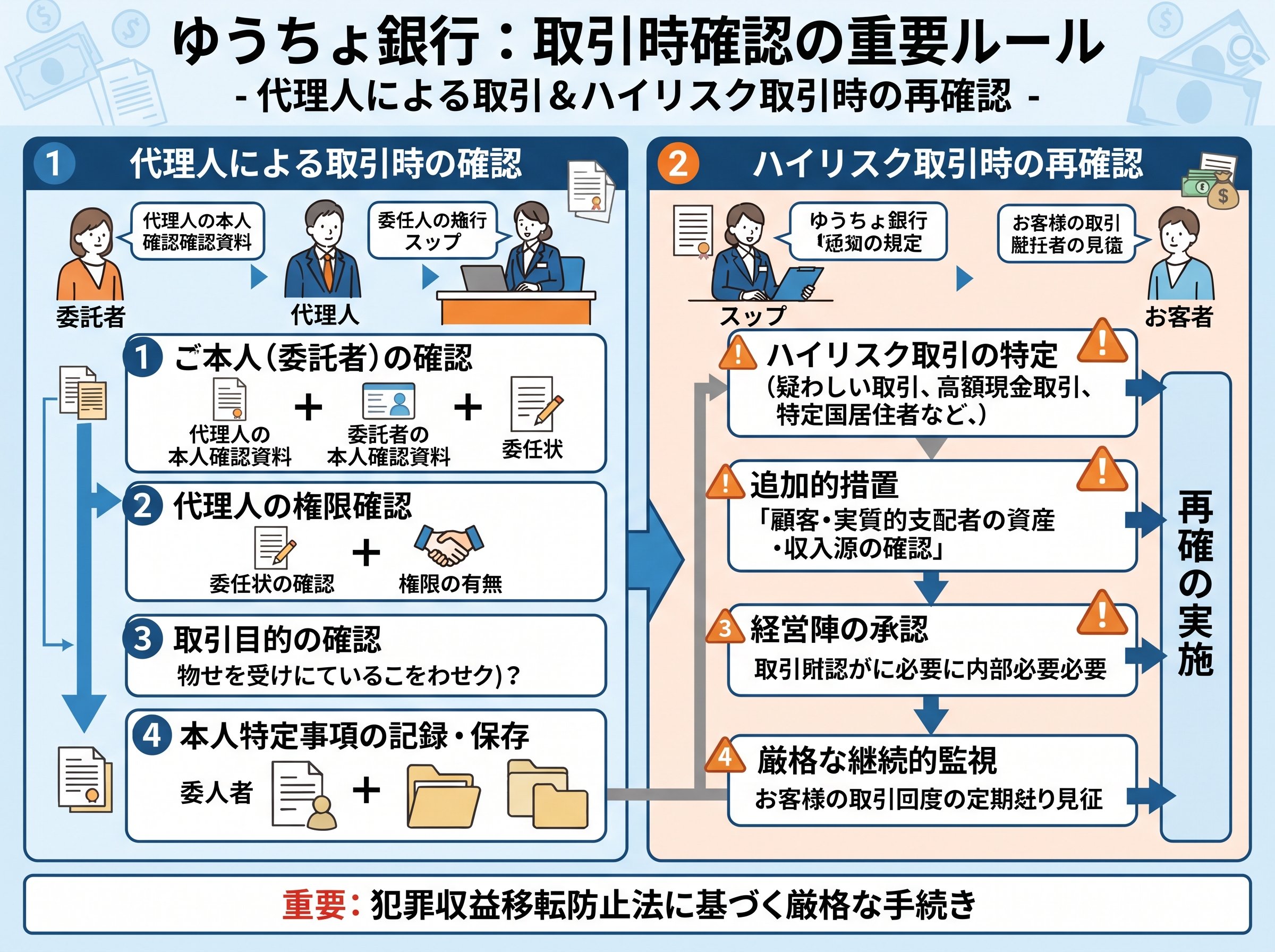 取引時確認ゆうちょを代理人がする場合・ハイリスク取引での再確認ルール
